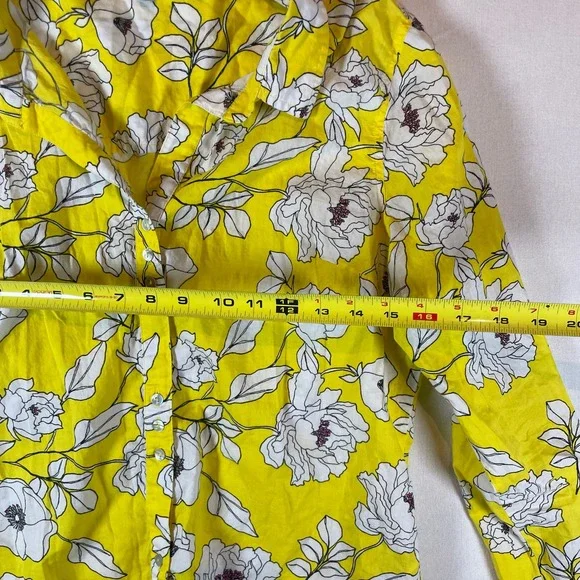 Kut From The Kloth Yellow Floral Button Up Long‎ Sleeve Shirt - Size XL - Picture 6 of 8